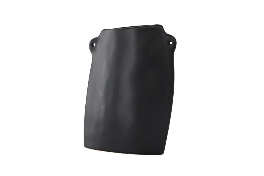 VENTURE DESIGN Vase, m. 2 hndtak - matt sort steinty (14x5x21H)