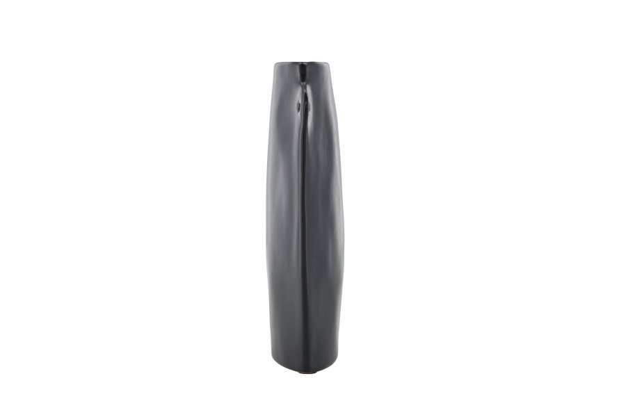 VENTURE DESIGN Vase, m. 2 hndtak - matt sort steinty (14x5x21H)