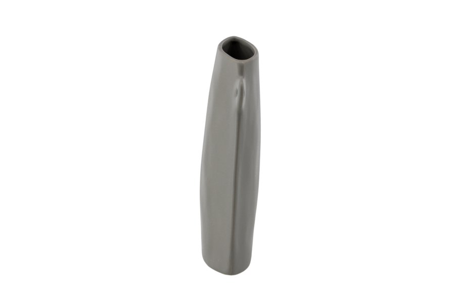 VENTURE DESIGN Vase, m. 2 hndtak - mrkegr steinty (14x5x21H)