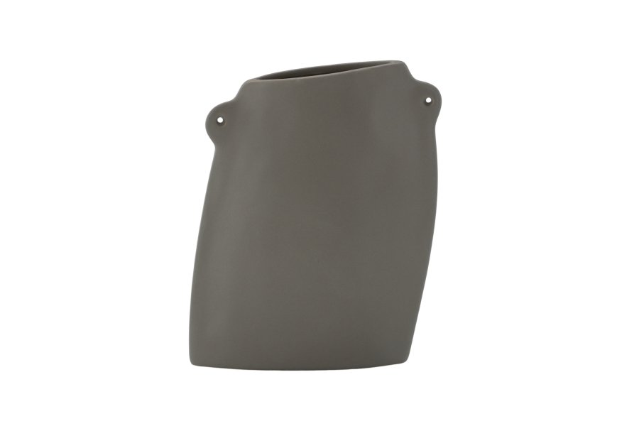 VENTURE DESIGN Vase, m. 2 hndtak - mrkegr steinty (14x5x21H)