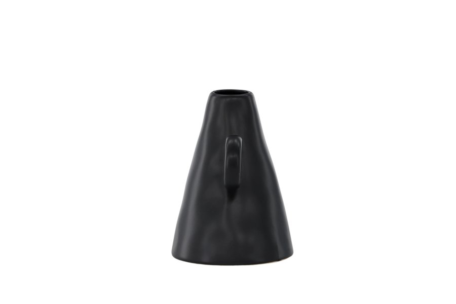 VENTURE DESIGN Ovy vase, m. 1 hndtak - matt svart steinty (14x13x17H)