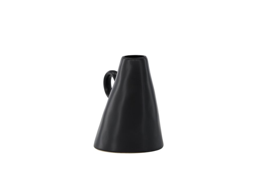 VENTURE DESIGN Ovy vase, m. 1 hndtak - matt svart steinty (14x13x17H)