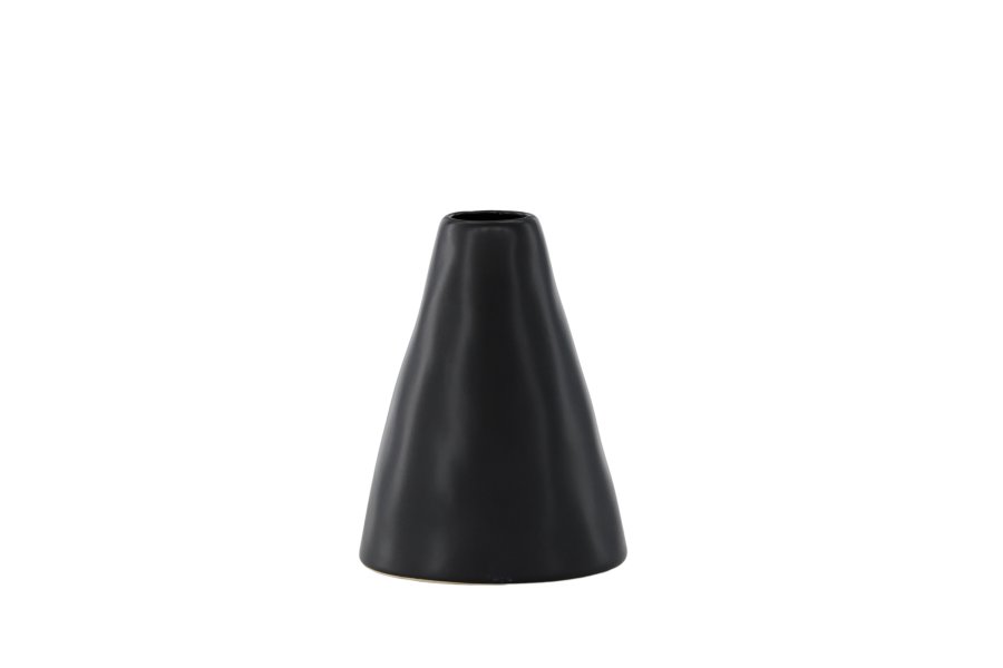 VENTURE DESIGN Ovy vase, m. 1 hndtak - matt svart steinty (14x13x17H)