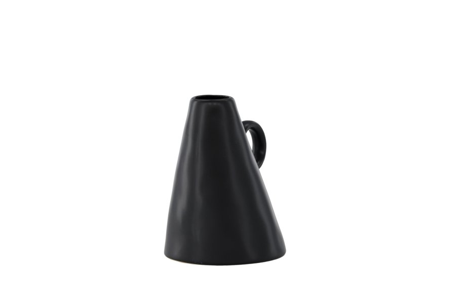 VENTURE DESIGN Ovy vase, m. 1 hndtak - matt svart steinty (14x13x17H)