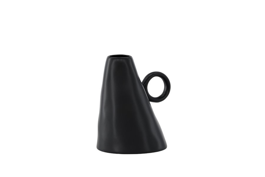 VENTURE DESIGN Ovy vase, m. 1 hndtak - matt svart steinty (14x13x17H)