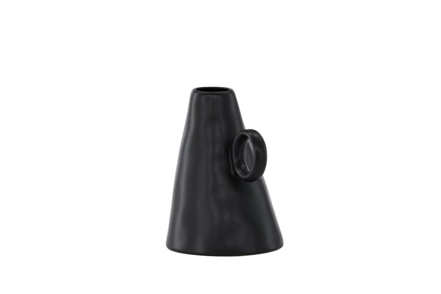 VENTURE DESIGN Ovy vase, m. 1 hndtak - matt svart steinty (14x13x17H)