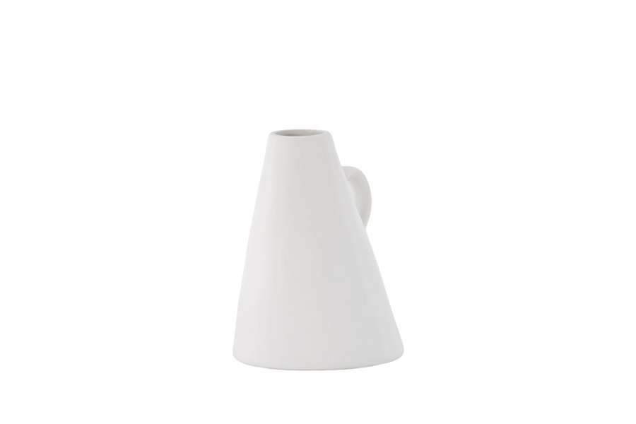 VENTURE DESIGN Ovy vase, m. 1 hndtak - hvitt steinty (14x13x17H)