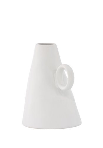 VENTURE DESIGN Ovy vase, m. 1 hndtak - hvitt steinty (14x13x17H)