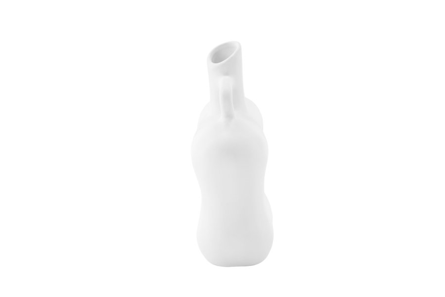 VENTURE DESIGN Dity Vase, mit 1 Griff – weißes Steingut (18 x 7 x 19 H)
