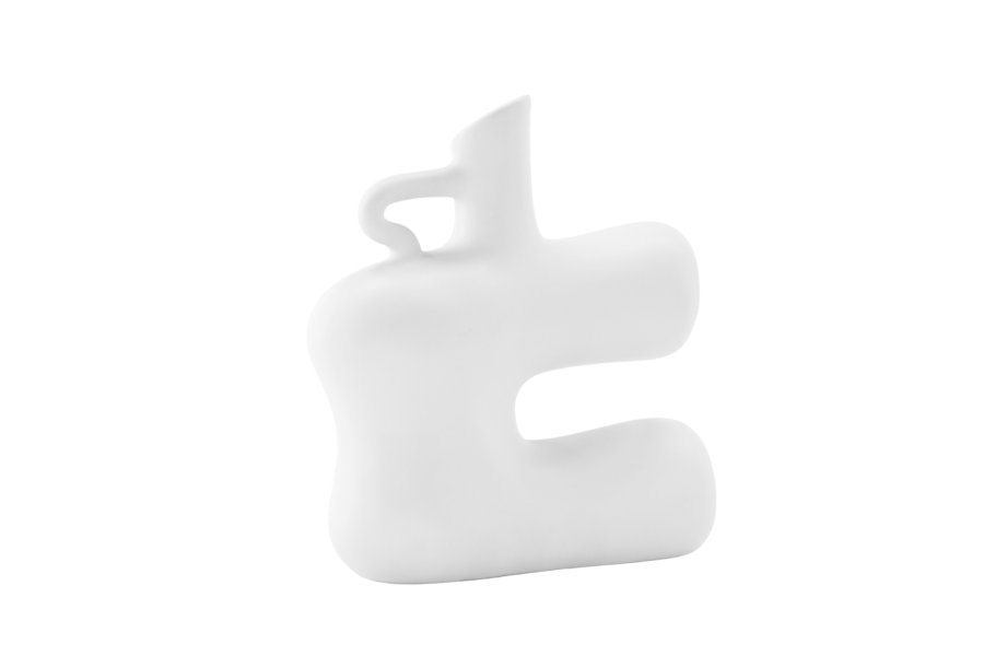VENTURE DESIGN Dity Vase, mit 1 Griff – weißes Steingut (18 x 7 x 19 H)