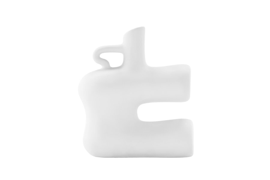 VENTURE DESIGN Dity Vase, mit 1 Griff – weißes Steingut (18 x 7 x 19 H)