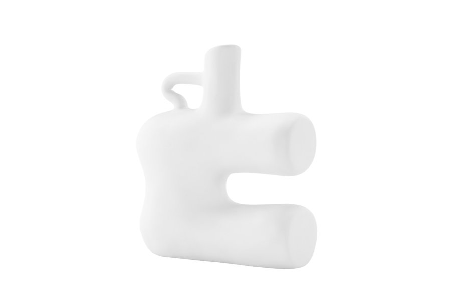 VENTURE DESIGN Dity Vase, mit 1 Griff – weißes Steingut (18 x 7 x 19 H)