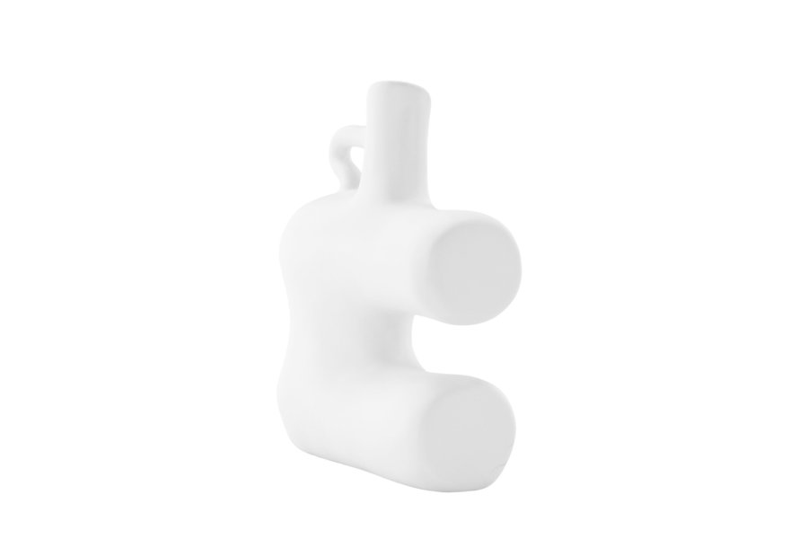 VENTURE DESIGN Dity Vase, mit 1 Griff – weißes Steingut (18 x 7 x 19 H)