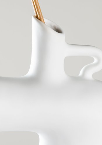VENTURE DESIGN Dity Vase, mit 1 Griff – weißes Steingut (18 x 7 x 19 H)