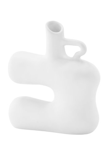 VENTURE DESIGN Dity Vase, mit 1 Griff – weißes Steingut (18 x 7 x 19 H)