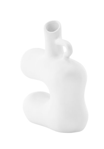 VENTURE DESIGN Dity Vase, mit 1 Griff – weißes Steingut (18 x 7 x 19 H)