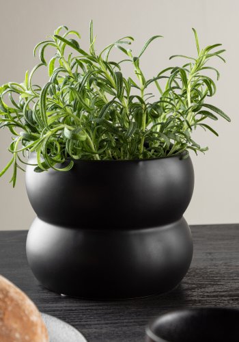 VENTURE DESIGN Dapne Topf, rund – mattschwarzes Steingut (16x16x13)