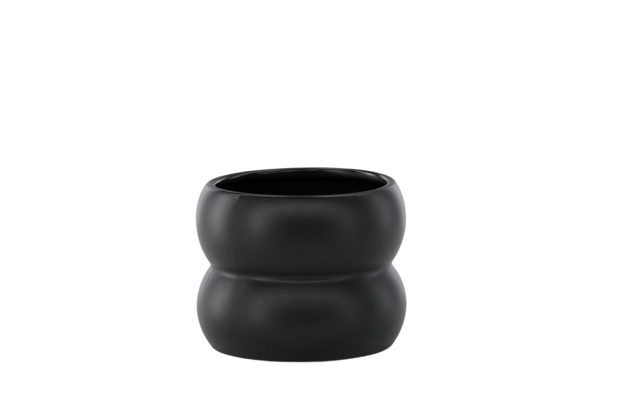VENTURE DESIGN Dapne Topf, rund – mattschwarzes Steingut (16x16x13)