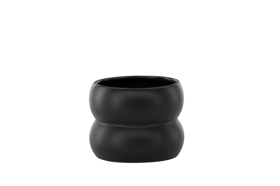 VENTURE DESIGN Dapne Topf, rund – mattschwarzes Steingut (16x16x13)