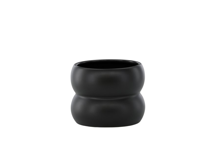 VENTURE DESIGN Dapne Topf, rund – mattschwarzes Steingut (16x16x13)