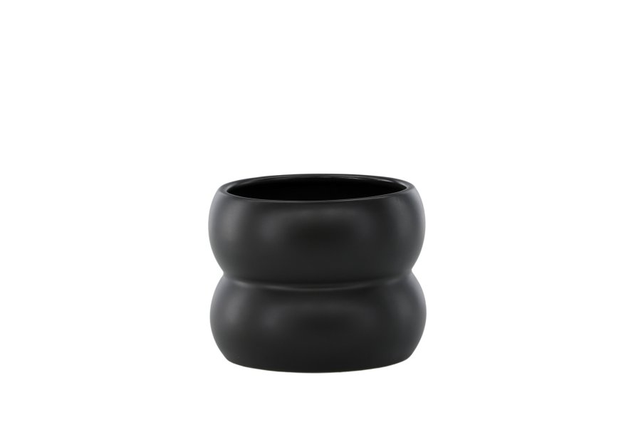 VENTURE DESIGN Dapne Topf, rund – mattschwarzes Steingut (16x16x13)