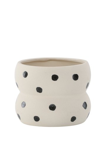 VENTURE DESIGN Dapne potte, rund - hvite/svarte prikker steinty (16x16x13)