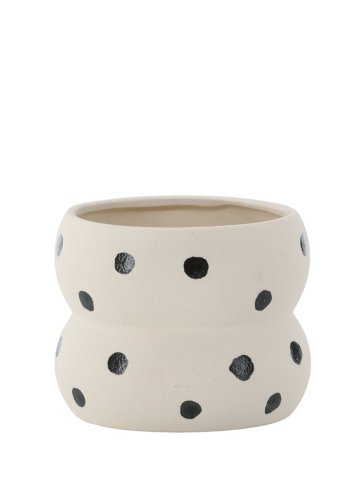 VENTURE DESIGN Dapne potte, rund - hvite/svarte prikker steinty (16x16x13)