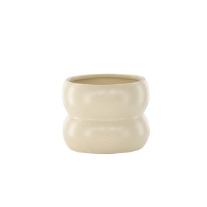 VENTURE DESIGN Dapne potte, rund - beige/sorte prikker stentj (16x16x13)