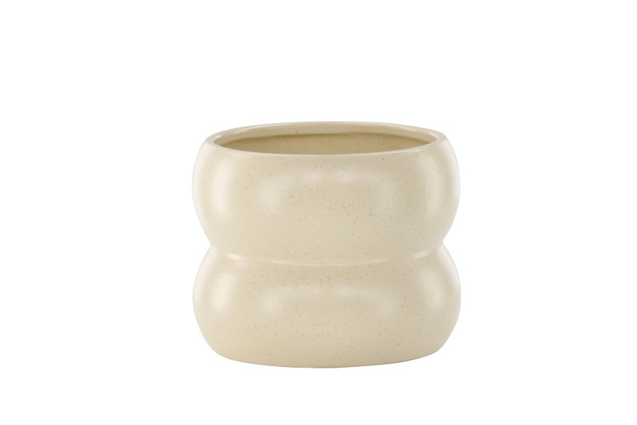 VENTURE DESIGN Dapne gryte, rund - beige/svarte prikker steinty (16x16x13)