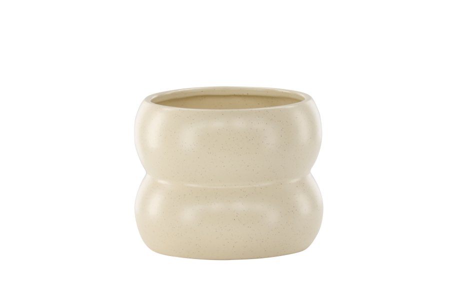 VENTURE DESIGN Dapne gryte, rund - beige/svarte prikker steinty (16x16x13)