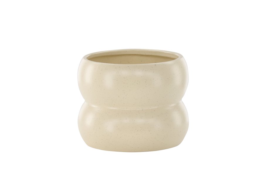 VENTURE DESIGN Dapne gryte, rund - beige/svarte prikker steinty (16x16x13)