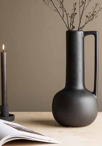 VENTURE DESIGN Allis vase, m. hank - matt svart steinty (18x18x36)