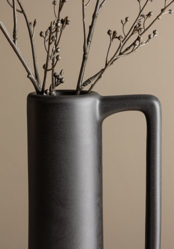 VENTURE DESIGN Allis vase, m. hank - matt svart steinty (18x18x36)