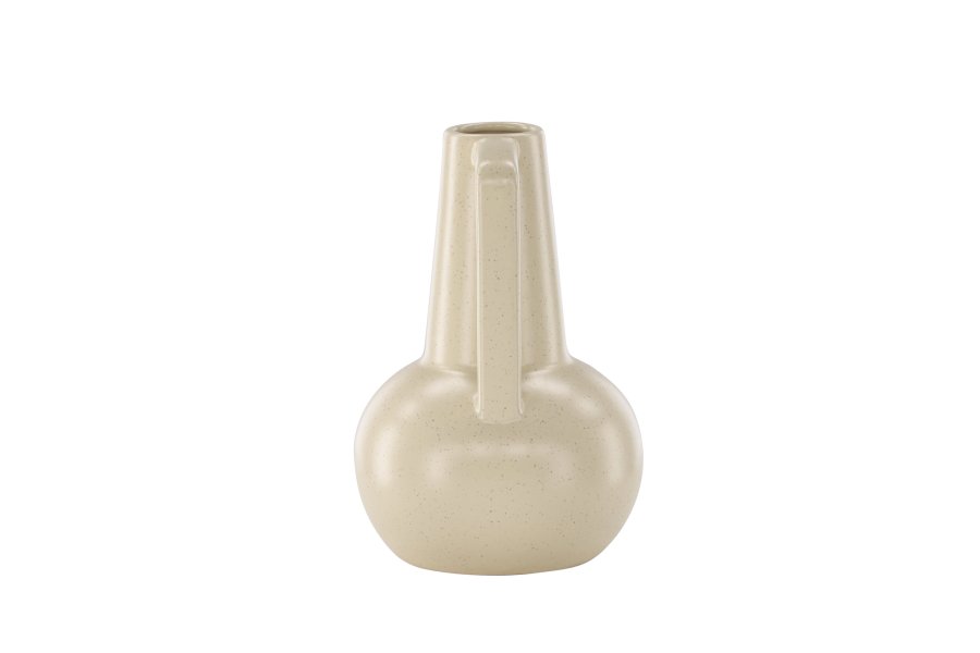 VENTURE DESIGN Lane vase, m. hank - beige/svarte prikker steinty (15x15x22)