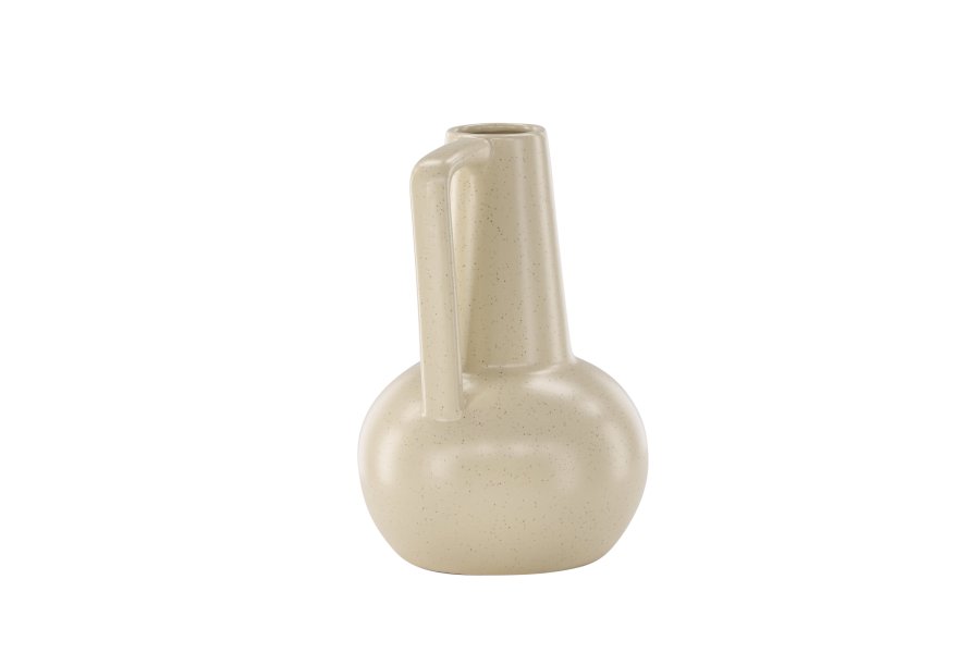 VENTURE DESIGN Lane vase, m. hank - beige/svarte prikker steinty (15x15x22)