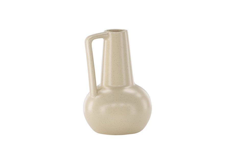 VENTURE DESIGN Lane vase, m. hank - beige/svarte prikker steinty (15x15x22)