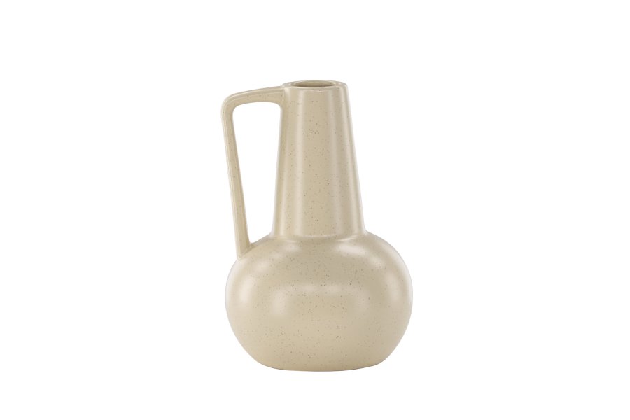 VENTURE DESIGN Lane vase, m. hank - beige/svarte prikker steinty (15x15x22)