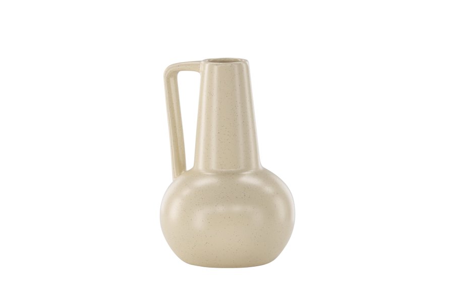 VENTURE DESIGN Lane vase, m. hank - beige/svarte prikker steinty (15x15x22)