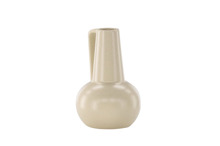 VENTURE DESIGN Lane vase, m. hank - beige/svarte prikker steinty (15x15x22)