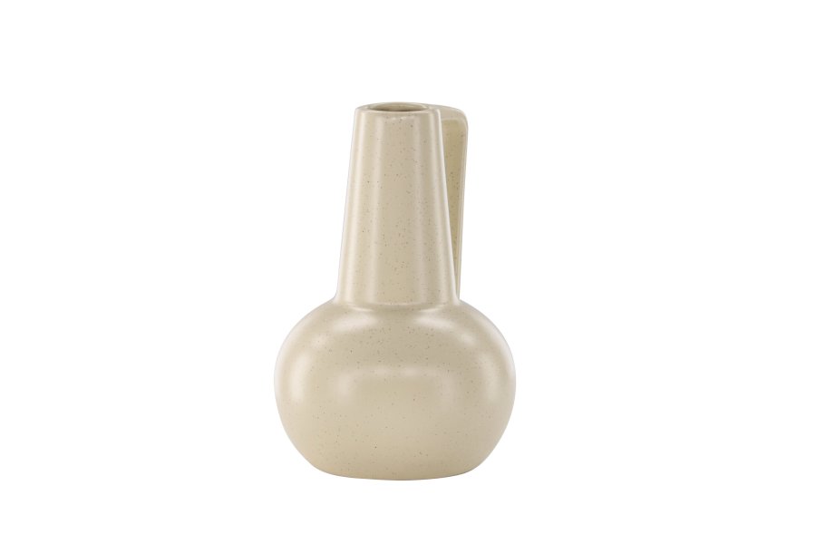 VENTURE DESIGN Lane vase, m. hank - beige/svarte prikker steinty (15x15x22)