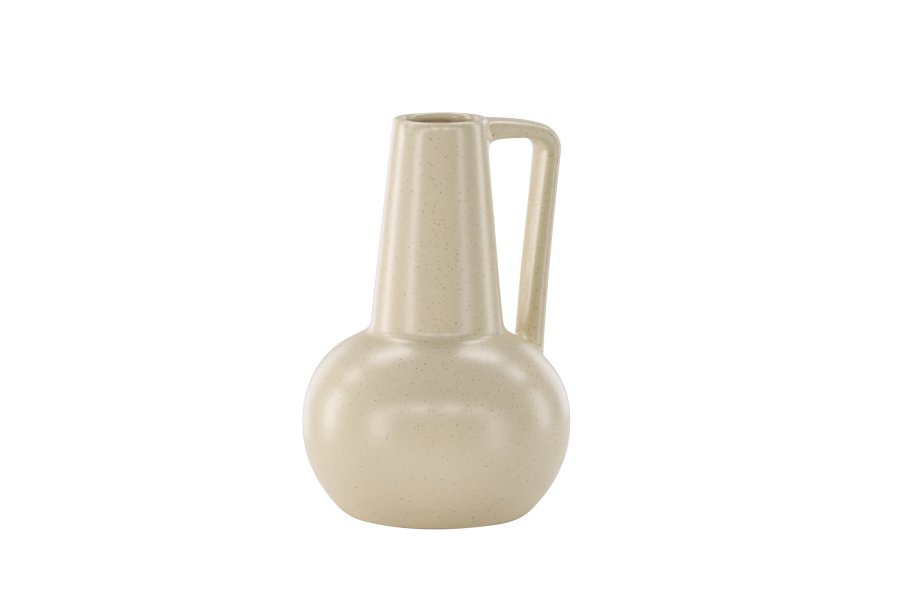 VENTURE DESIGN Lane vase, m. hank - beige/svarte prikker steinty (15x15x22)
