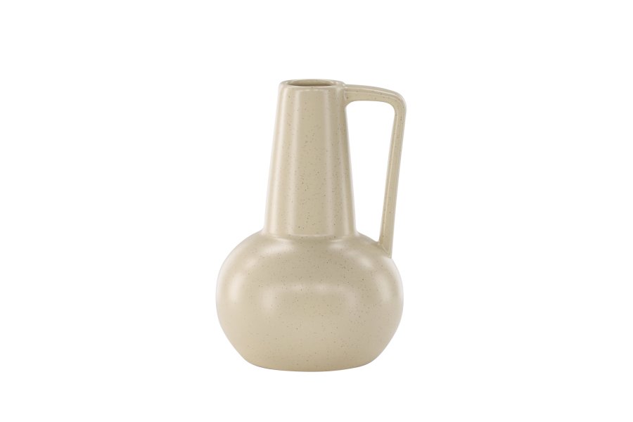 VENTURE DESIGN Lane vase, m. hank - beige/svarte prikker steinty (15x15x22)