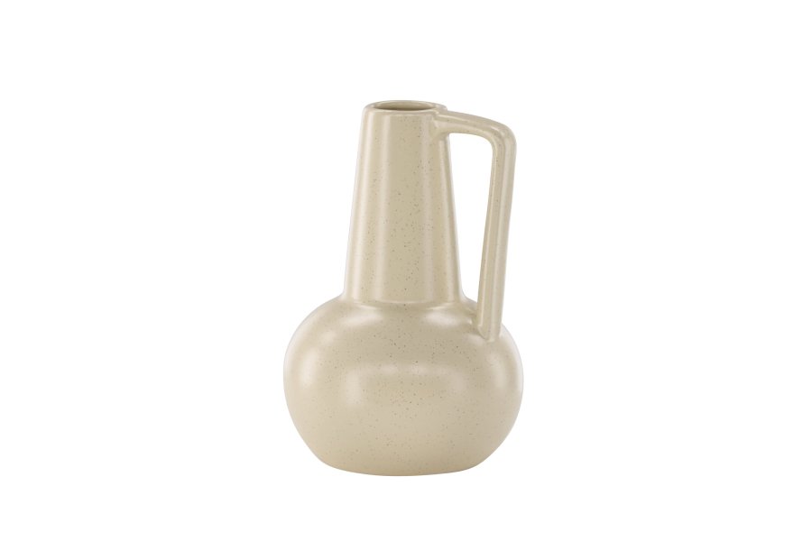 VENTURE DESIGN Lane vase, m. hank - beige/svarte prikker steinty (15x15x22)