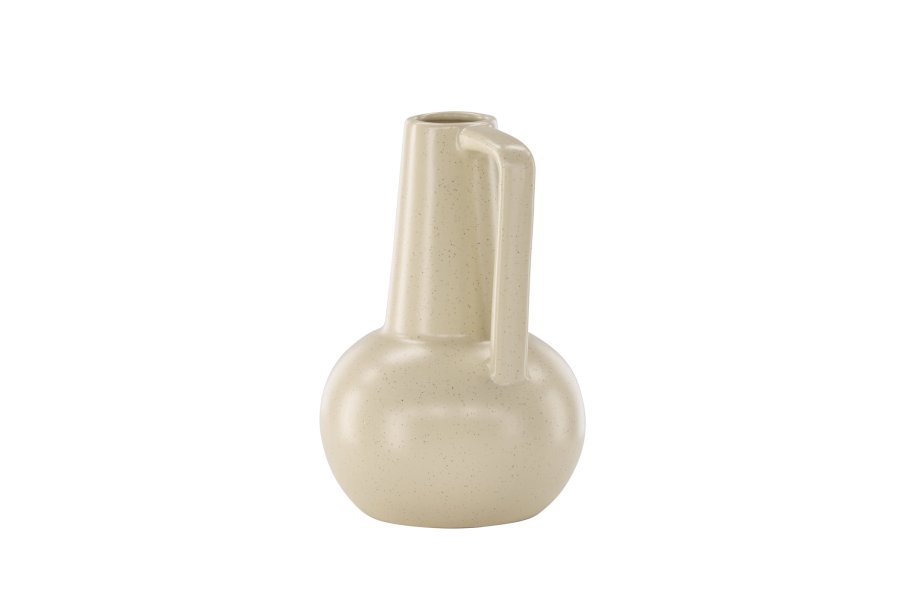 VENTURE DESIGN Lane vase, m. hank - beige/svarte prikker steinty (15x15x22)