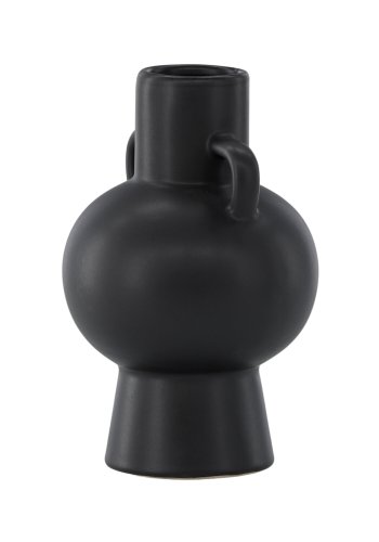 VENTURE DESIGN Cent vase, m. 2 hndtak - matt svart steinty (16x16x24)