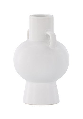 VENTURE DESIGN Cent vase, m. 2 hndtak - matt hvitt steinty (16x16x24)