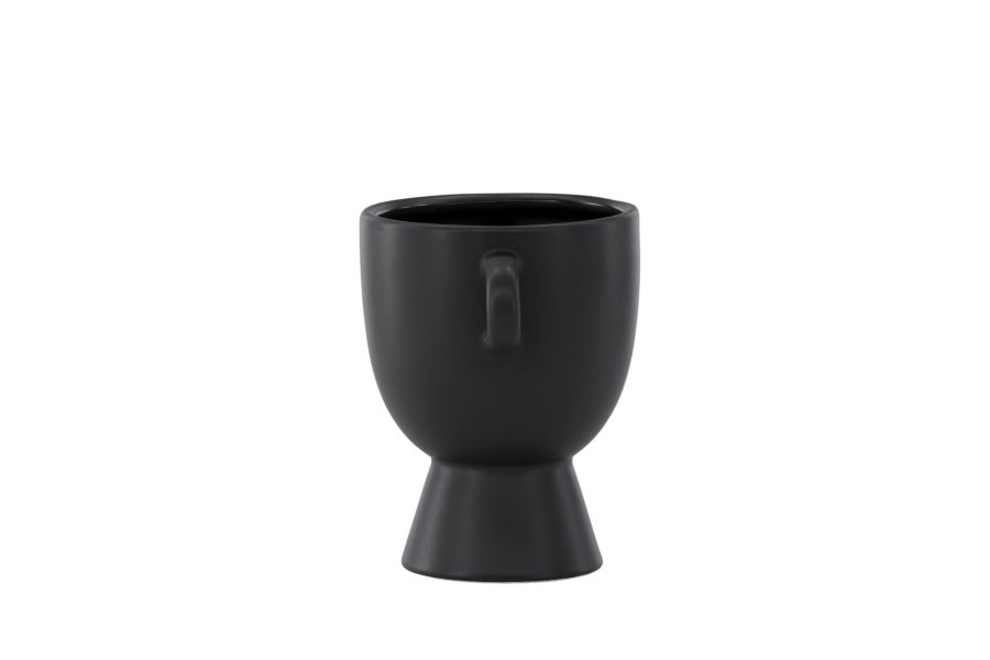 VENTURE DESIGN Cent Pot, mit 2 Griffen – mattschwarzes Steingut (20x14x18)
