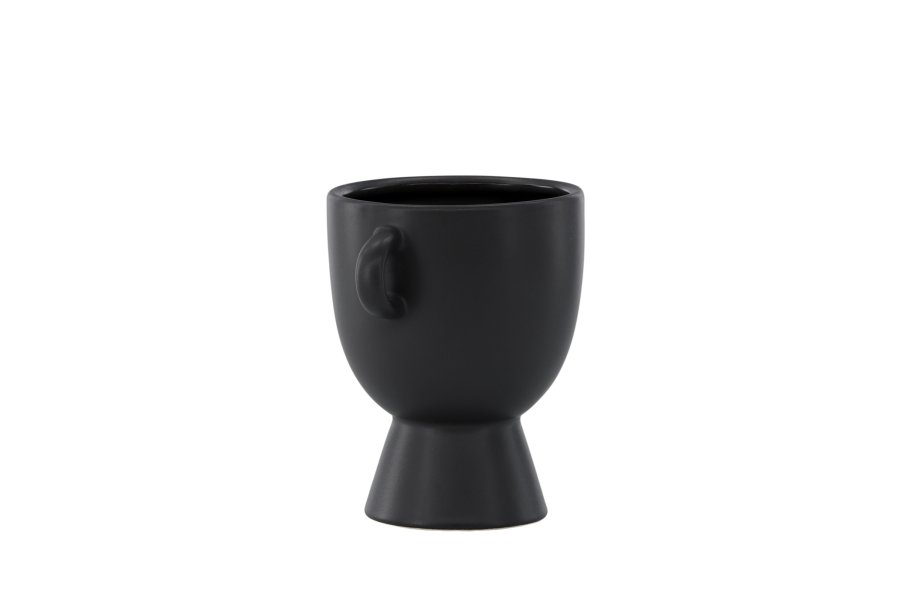 VENTURE DESIGN Cent Pot, mit 2 Griffen – mattschwarzes Steingut (20x14x18)