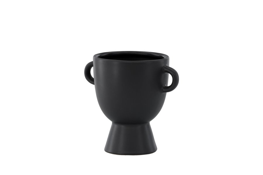 VENTURE DESIGN Cent Pot, mit 2 Griffen – mattschwarzes Steingut (20x14x18)