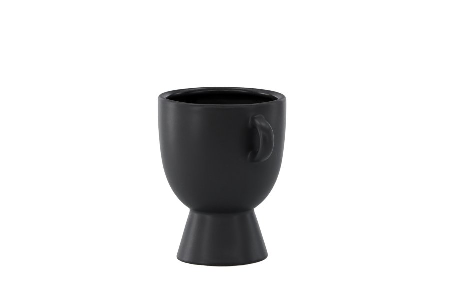 VENTURE DESIGN Cent Pot, mit 2 Griffen – mattschwarzes Steingut (20x14x18)